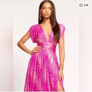 Ramy Brook Fuchsia Dress with Gold Accents
